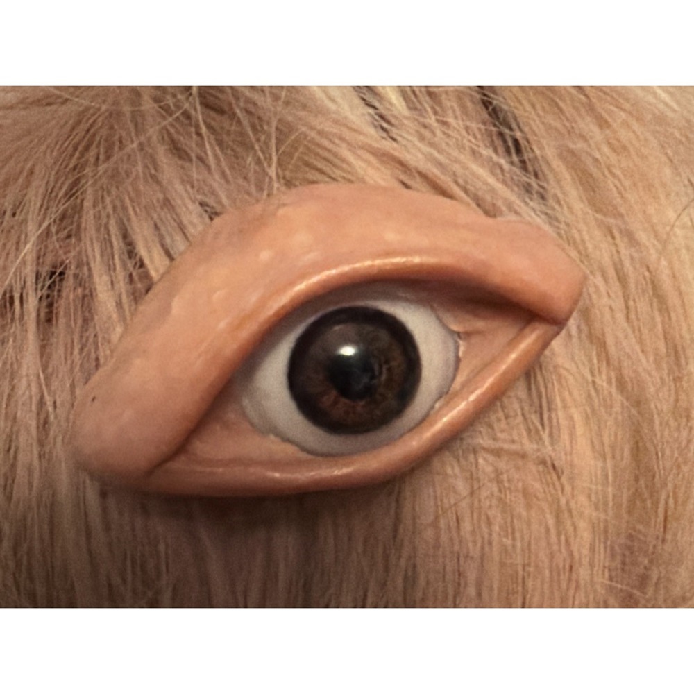 Handmade Surreal Eye Brooch Signed Artisan Polymer Clay Oddity Art Hair Clip